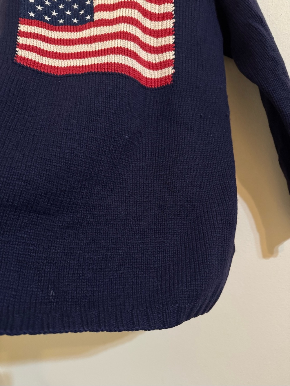 Ralph Lauren Country Cashmere American Flag Sweater USA Knit Turtleneck Navy M - Picture 2 of 8